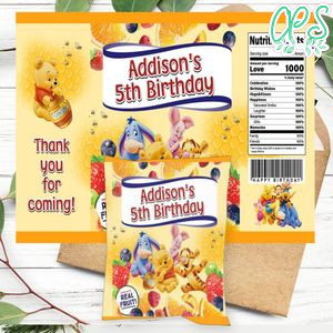 Winnie The Pooh Birthday Party Fruit Snack Bag Digital File Printable Instant Download