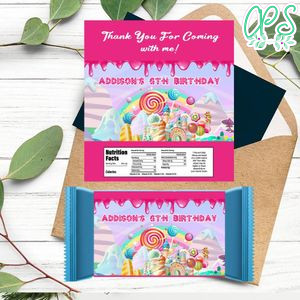 Candyland Candy Bar Label Customizable Template Instant Download