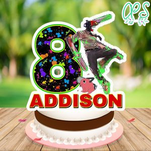 Chainsaw man Birthday Cake Topper Template Printable Instant Download