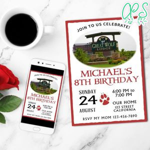 Great Wolf Lodge Birthday Mobile Invite Customizable Template Instant Download
