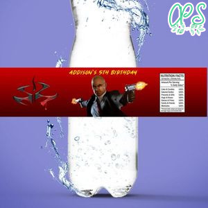 Hitman Birthday Water Bottle Label Template To Print At Home Instant Download