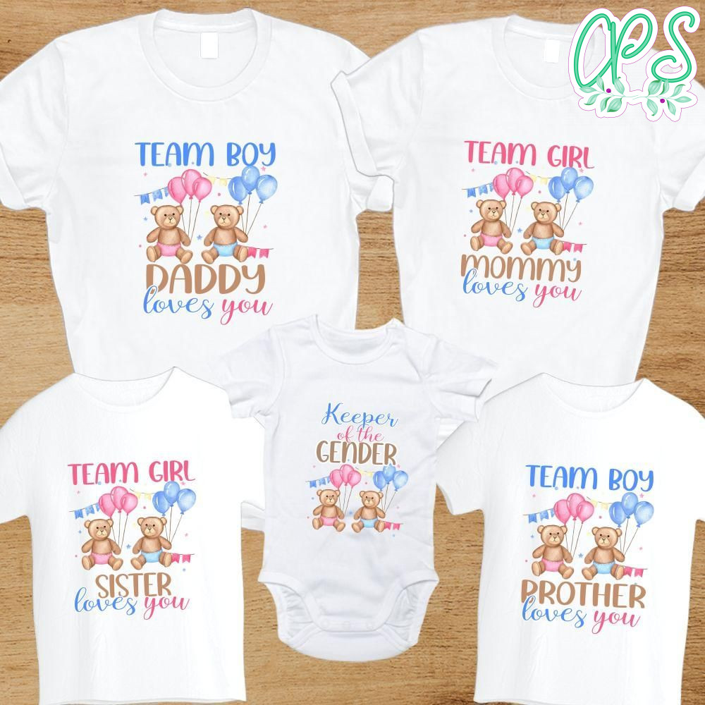 Teddy Bear Gender Reveal Team Boy and Girl PNG file template