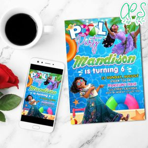 Encanto pool party Invitation Customizable Template to Print at Home Instant Download