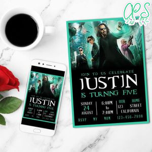 The matrix Birthday Invitation Customizable Template to Print at Home Instant Download