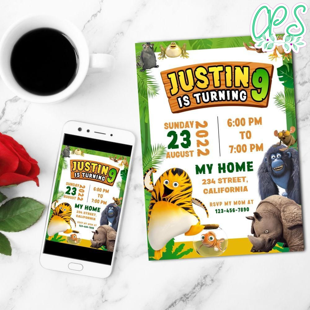 The Jungle Bunch Birthday Flyer Customizable Template to Print at Home Instant Download