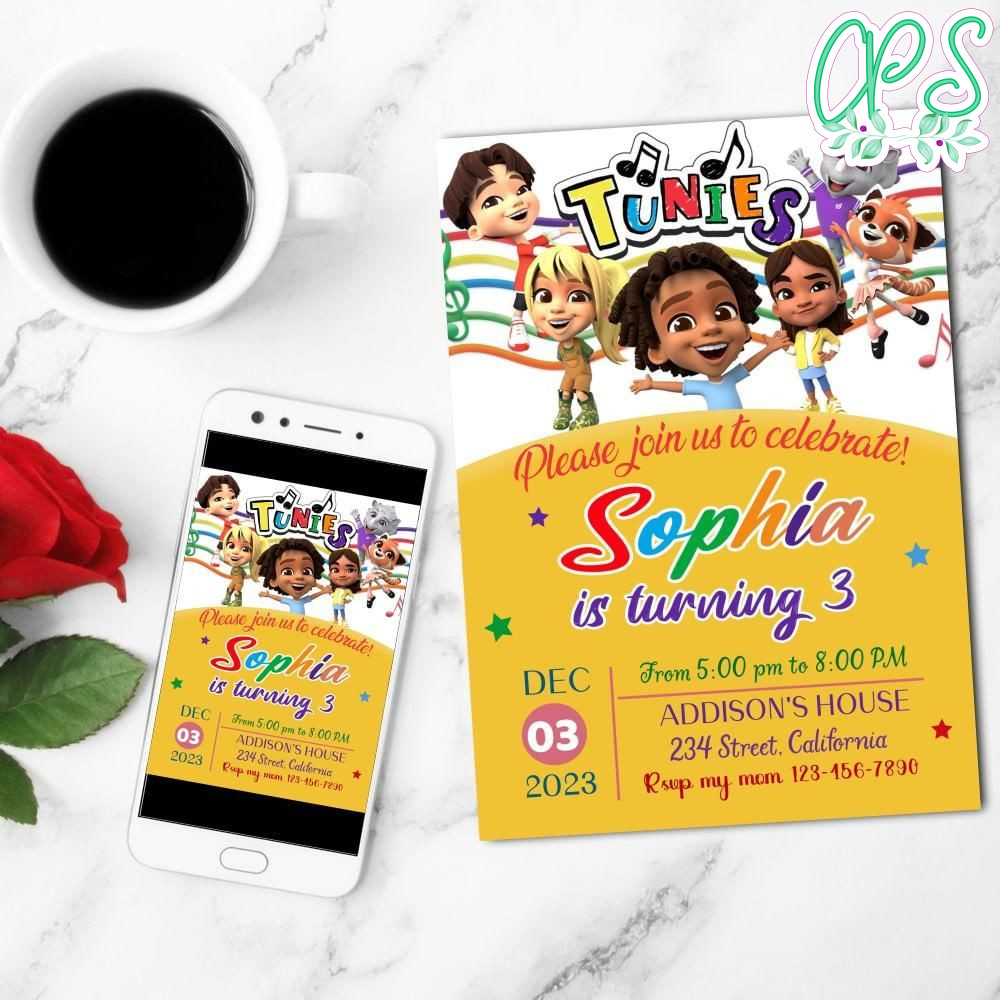 Tunies Mobile Invite Customizable Template Instant Download