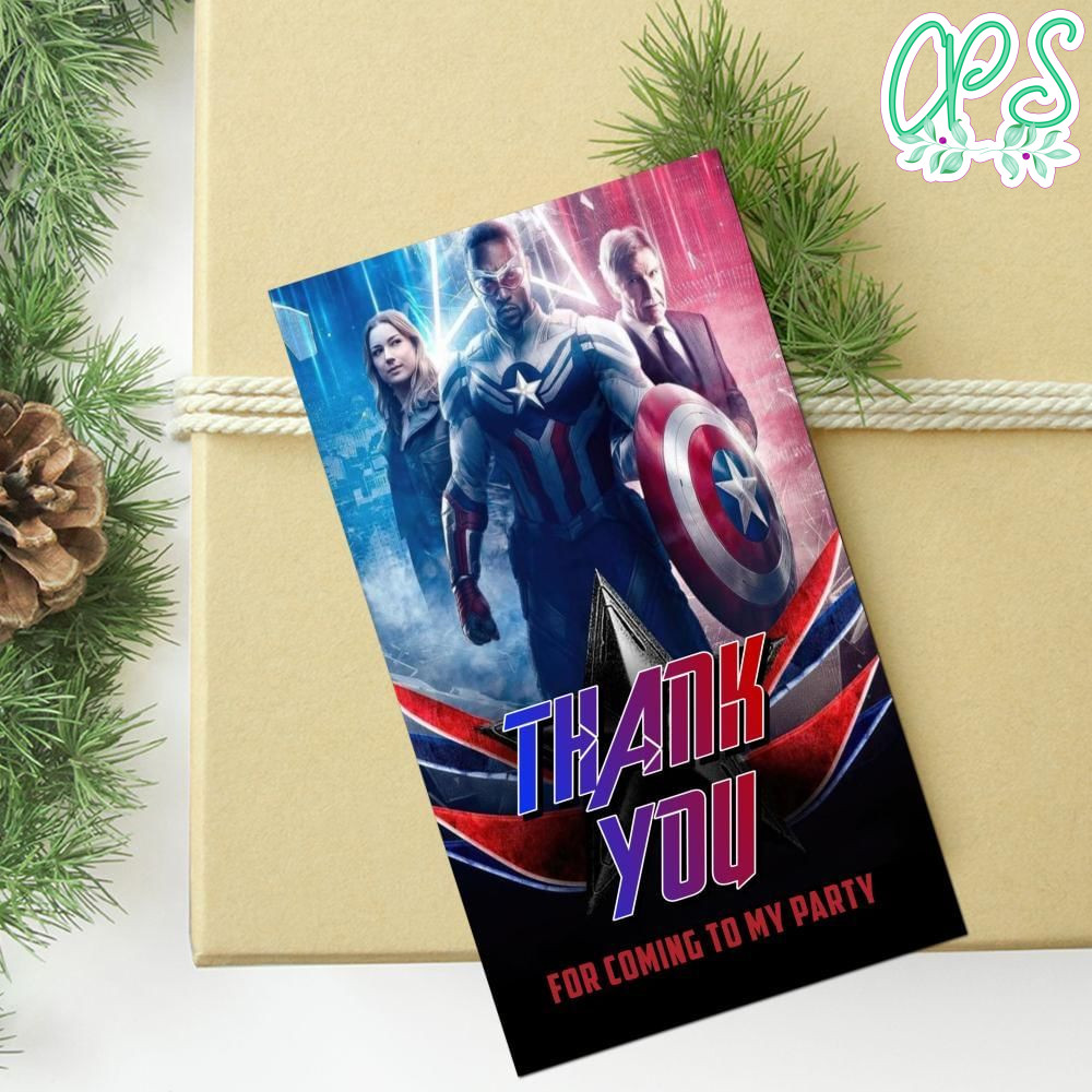 Captain America: Brave New World Thank You Tag Customizable Template To Print At Home Instant Download