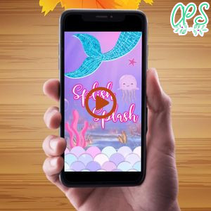 Mermaid Tail Birthday Video Invitation Digital Template Customizable Instant Download