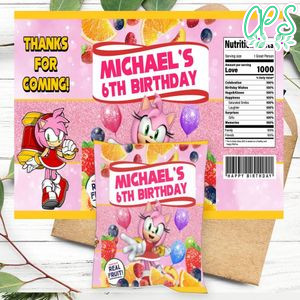 Amy Rose Birthday Party Fruit Snack Bag Digital File Printable Instant Download
