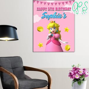 Princess Peach Birthday Poster Digital File Printable Instant Download