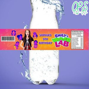 Emily's Wonder Lab Birthday Water Bottle Label Template to Print at Home Instant Download