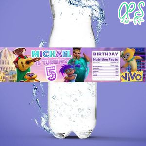 Vivo Movie Birthday Water Bottle Label Template to Print at Home Instant Download