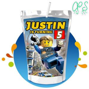 Lego City Capri Sun Birthday Labels Digital File Printable Instant Download