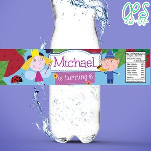 Ben and holly Birthday Water Bottle Label Template to Print at Home Instant Download