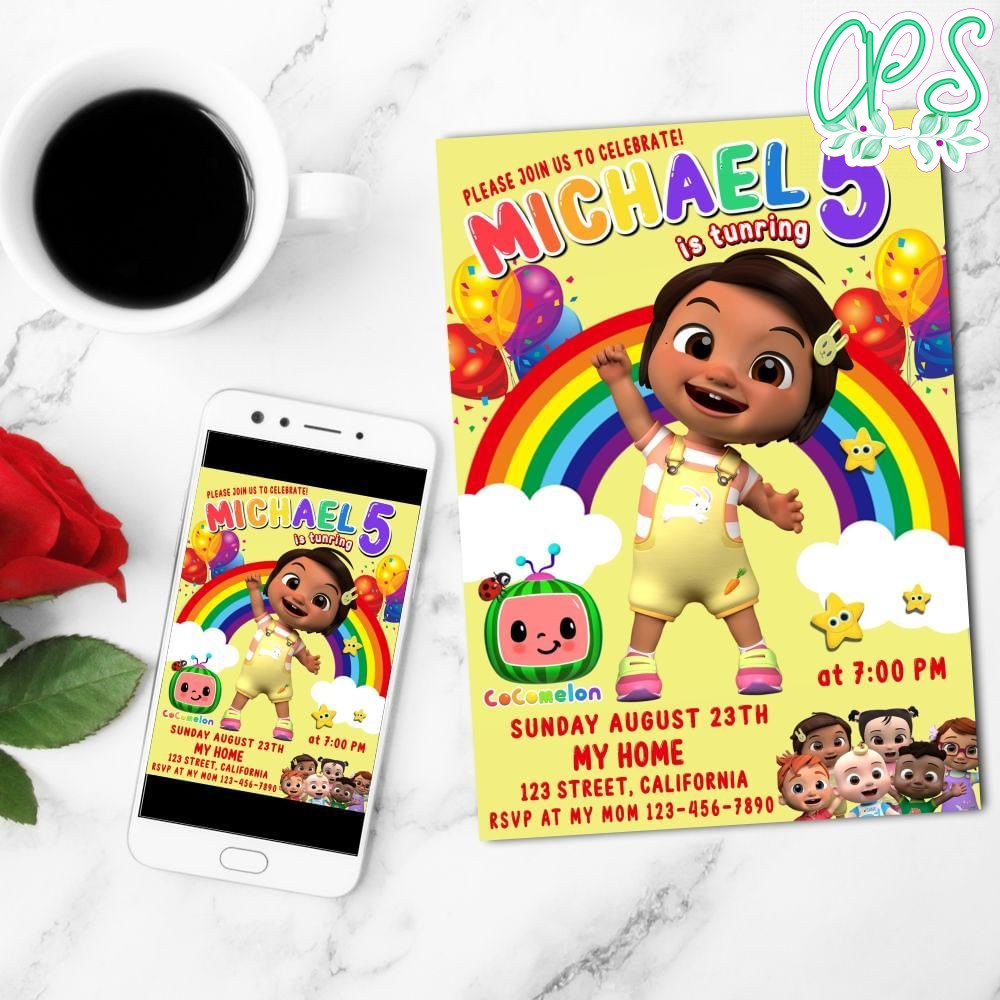 Nina Cocomelon Mobile Invite Customizable Template Instant Download