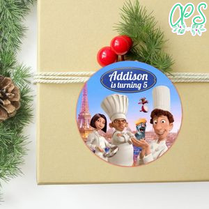 Ratatouille Circle Sticker Template Customizable to Print at Home Instant Download