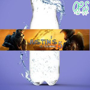 Halo Birthday Water Bottle Label Template to Print at Home Instant Download