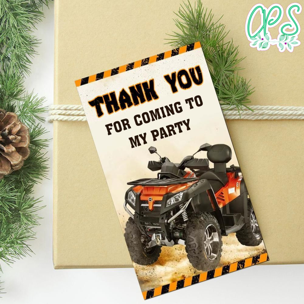 Four Wheeler Thank You Tag Customizable Template To Print At Home Instant Download