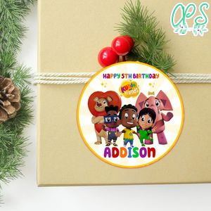 Kunda And Friends Circle Sticker Template Customizable To Print At Home Instant Download