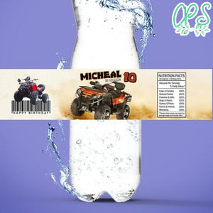 Four wheeler Bottle Label Birthday Water Bottle Label Template to Print at Home Instant Download