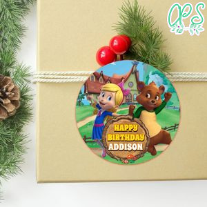 Goldie And Bear Circle Sticker Template Customizable to Print at Home Instant Download