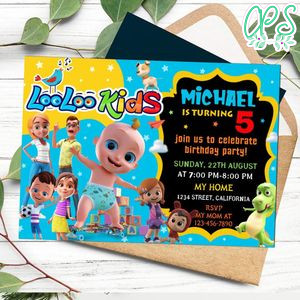 LooLoo Kids Birthday Invitation Customizable Template to Print at Home Instant Download