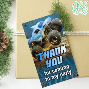 Megalodon monster Thank you tag Customizable Template to Print at Home Instant Download