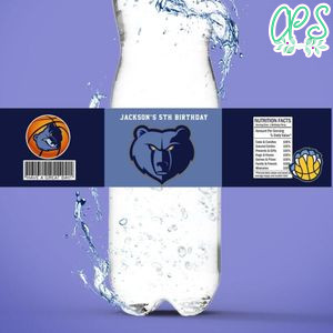 Memphis Grizzlies Birthday Water Bottle Label Template to Print at Home Instant Download
