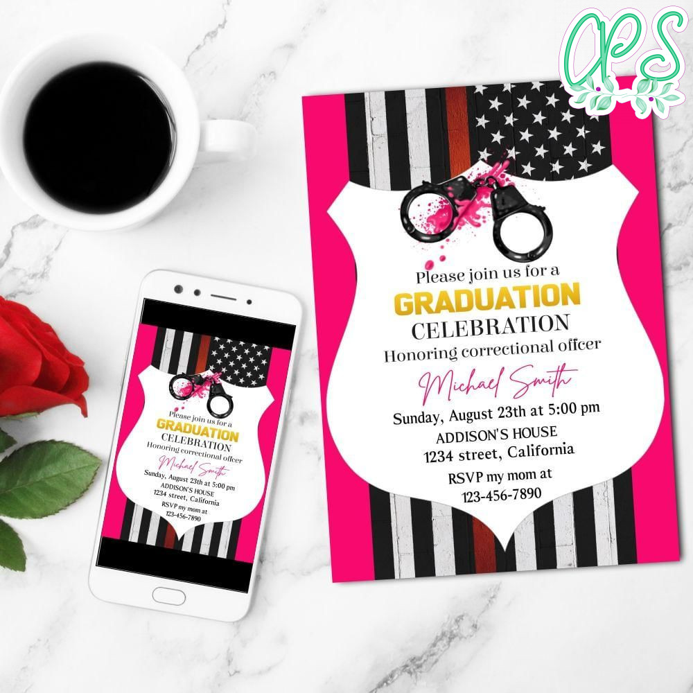 Female Correctional Officer Mobile Invite Customizable Template Instant Download