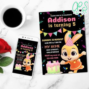 Jeni Pinkfong Mobile Invite Customizable Template Instant Download