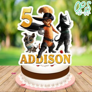 Puss in Boots Birthday Cake Topper Template Printable Instant Download