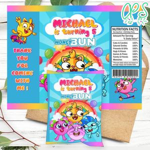 Baby Zoo Birthday Honey Buns Snack Bag Label Customizable Instant Download