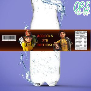 Fireheart Birthday Water Bottle Label Template to Print at Home Instant Download