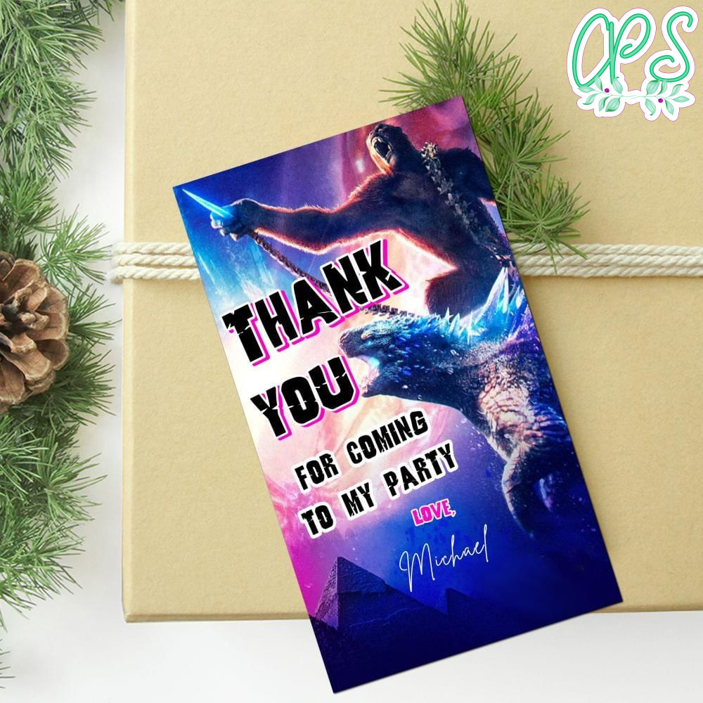Godzilla X Kong: The New Empire Thank You Tag Customizable Template To Print At Home Instant Download
