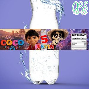 Coco Disney Birthday Water Bottle Label Template to Print at Home Instant Download