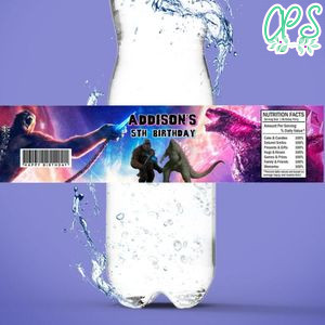 Godzilla Kong New Empire Bottle Label Birthday Water Bottle Label Template to Print at Home Instant Download
