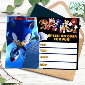 Sonic the Hedgehog fill in blank Invitation Customizable Template to Print at Home Instant Download