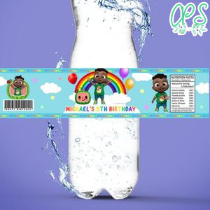 Cocomelon Cody Birthday Water Bottle Label Template to Print at Home Instant Download