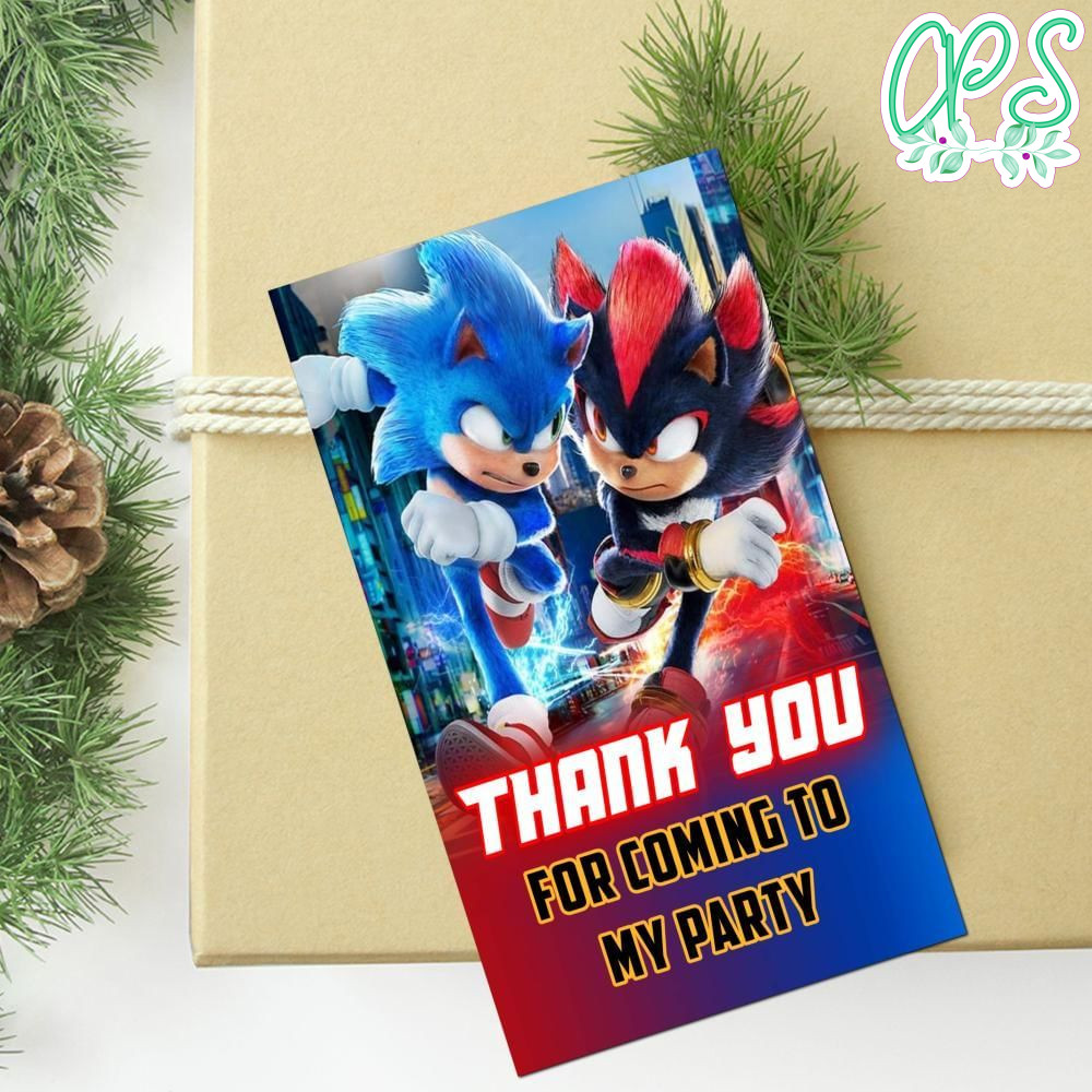 Sonic 3 Thank You Tag Customizable Template To Print At Home Instant Download