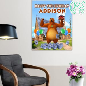 Grizzy And The Lemmings Birthday Poster Digital File Printable Instant Download