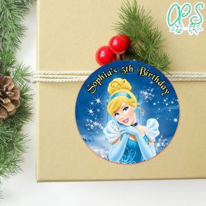Cinderella Circle Sticker Template Customizable to Print at Home Instant Download