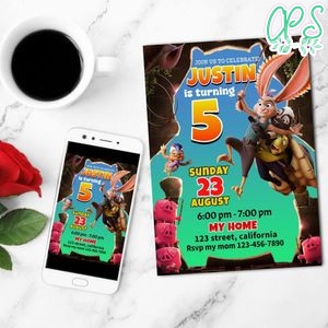 Chickenhare And The Hamster Of Darkness Mobile Invite Customizable Template Instant Download