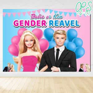 Barbie gender reveal Backdrop Digital File Template Instant Download