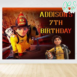 Fireheart Birthday Backdrop Digital File Template Instant Download