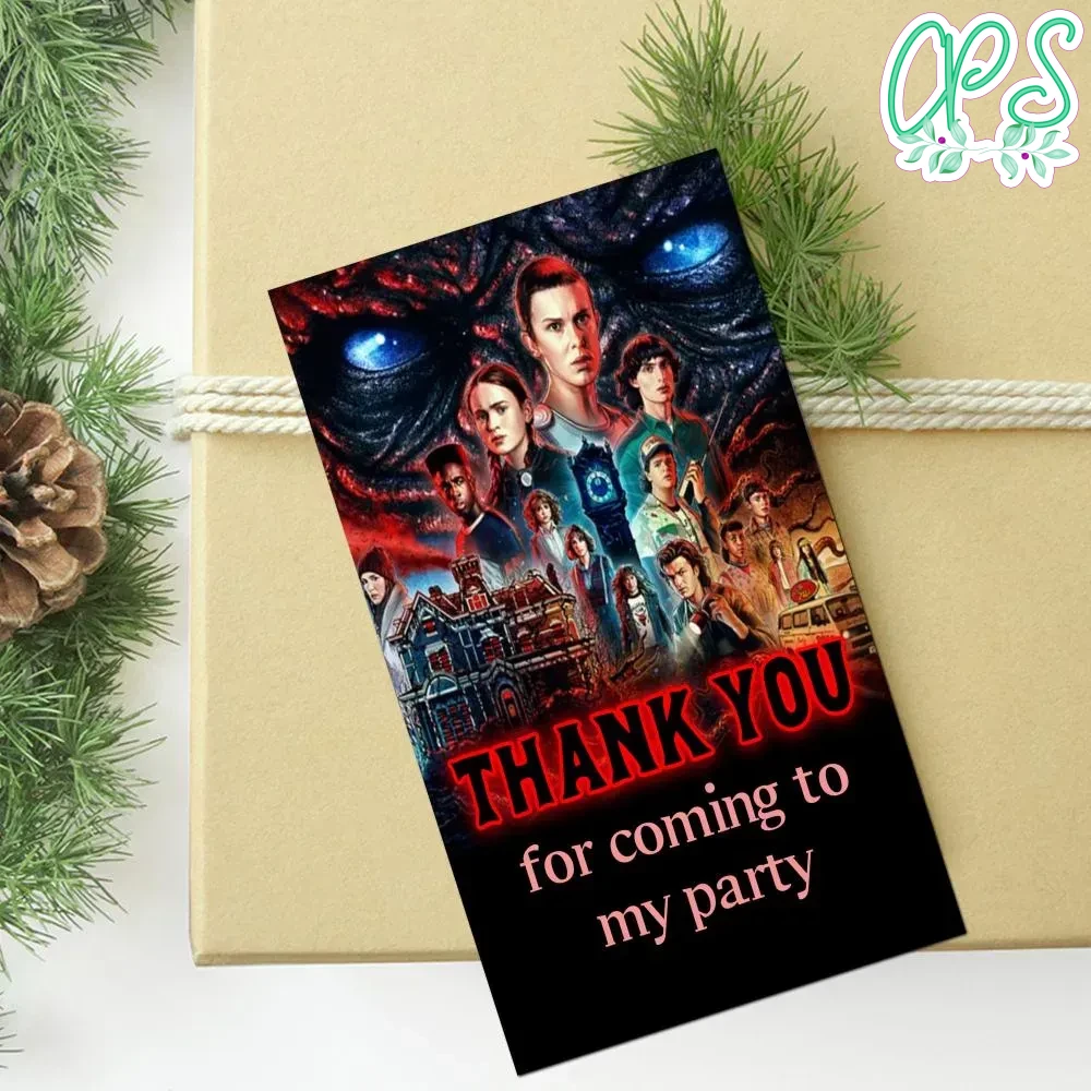 Stranger Things Thank You Tag Customizable Template | CustomPartyShirts