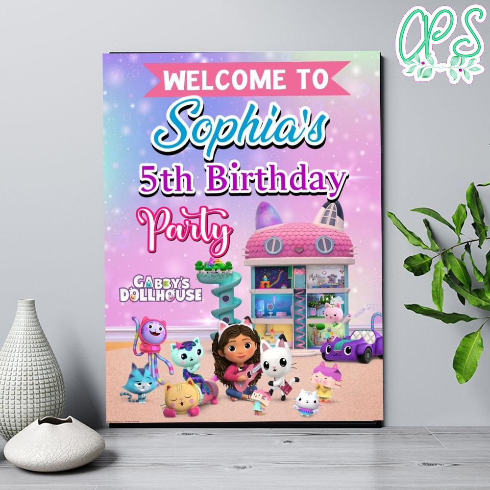 Gabby Dollhouse Birthday Welcome Sign Digital File Printable DIY ...