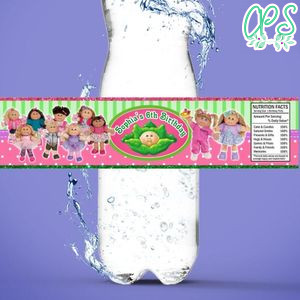 Cabbage Patch Kids Bottle Label Birthday Water Bottle Label Template to Print at Home Instant Download