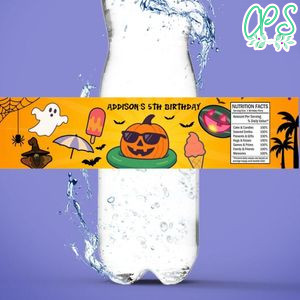 Summerween Birthday Water Bottle Label Template To Print At Home Instant Download