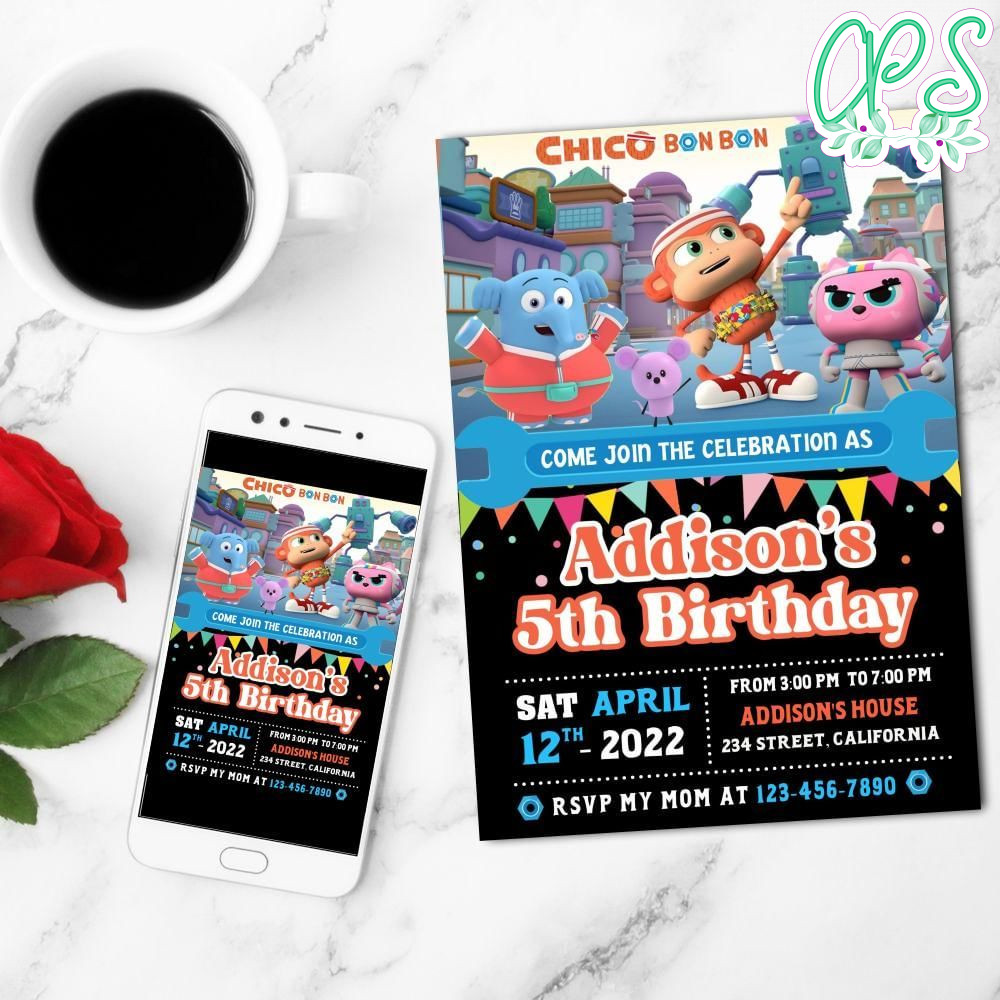 Chico Bon Bon Mobile Invite Customizable Template Instant Download