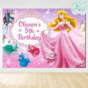Princess Aurora Birthday Backdrop Digital File Template Instant Download